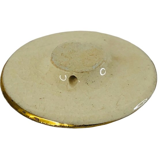 2 Japanese Satsuma Buttons Porcelain Flower Design 1 1/8” Gold Trim Floral VTG - Picture 6 of 9